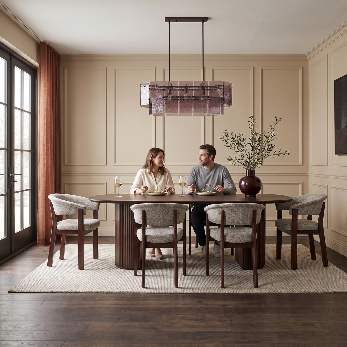 COLAMY HALO Luxe Fully Assembled Upholstered Oak Dining Chair
