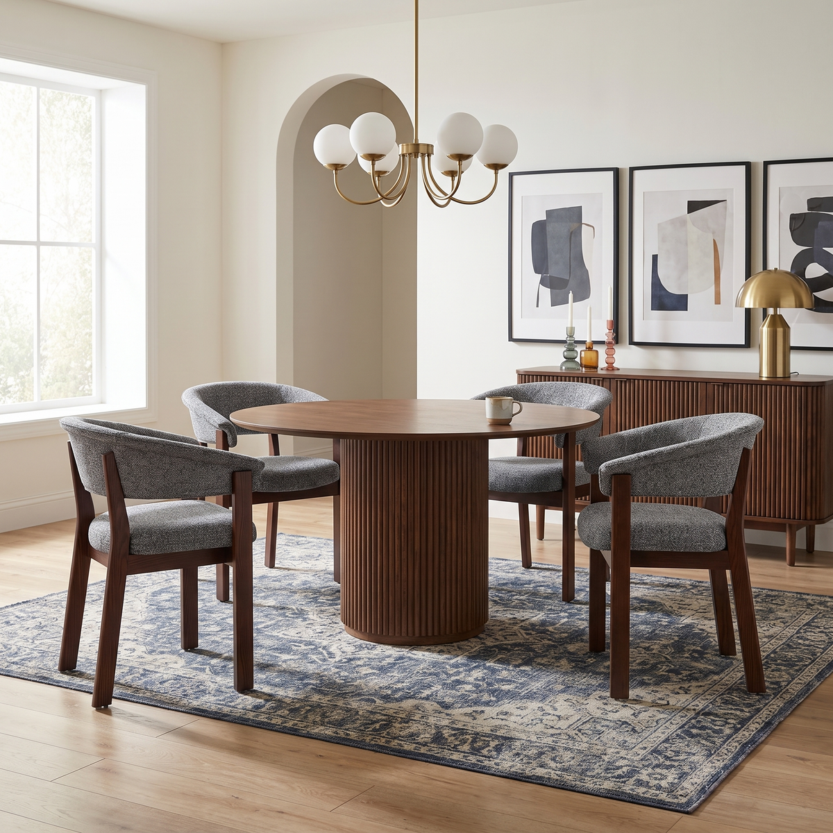 COLAMY HALO Luxe Fully Assembled Upholstered Oak Dining Chair