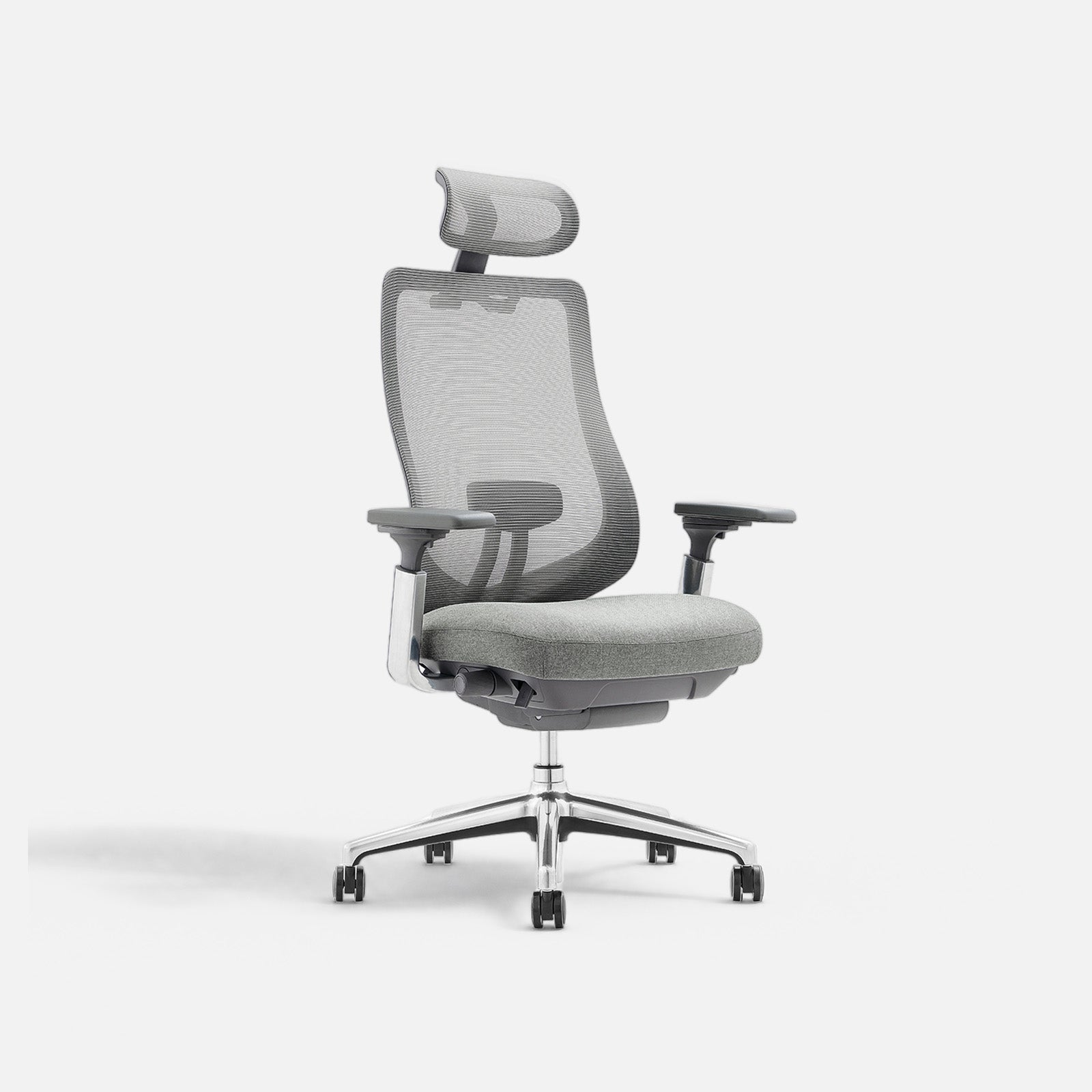 COLAMY ATLAS light grey ergonomic office chair with breathable mesh back and headrest