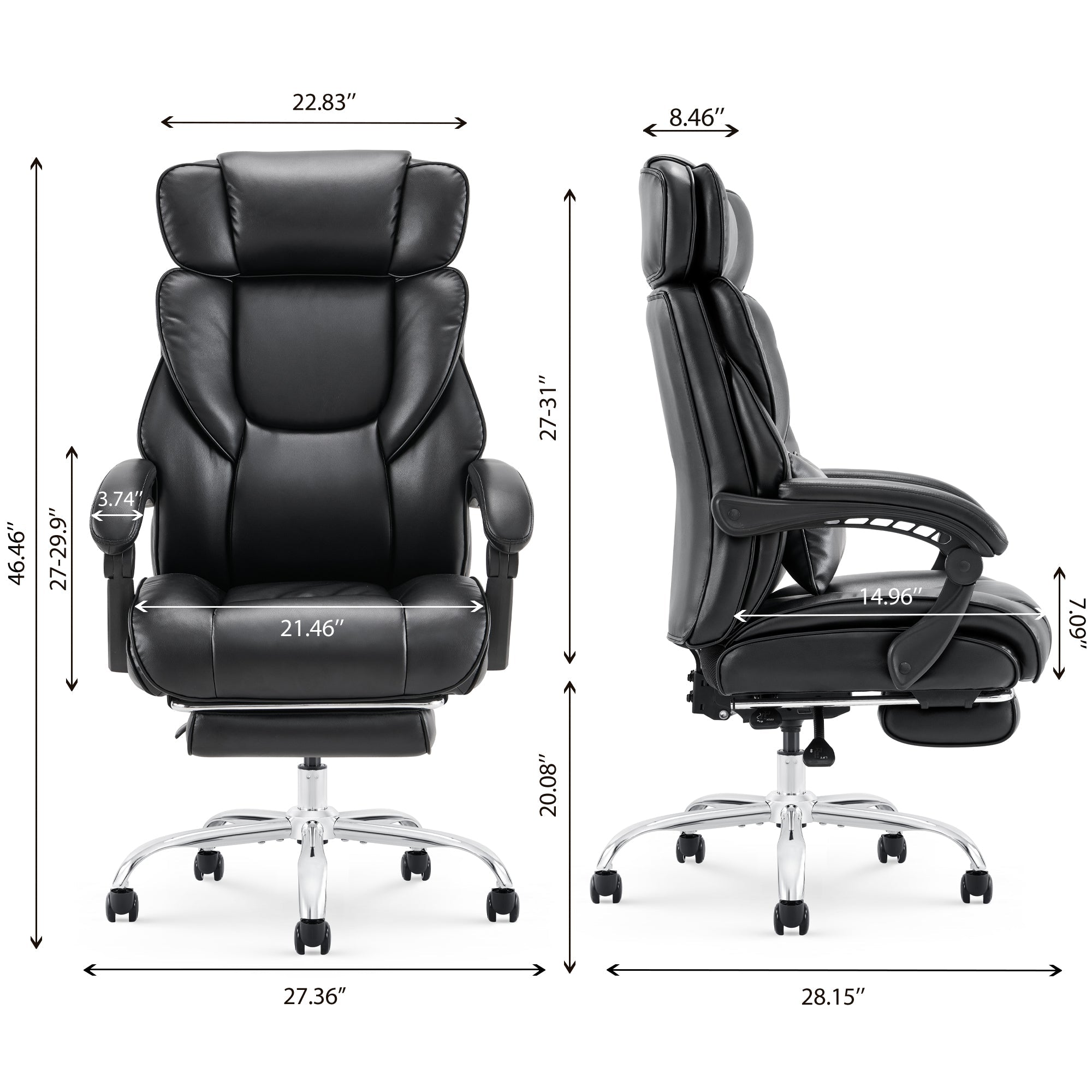 COLAMY Leather 300lbs Office Chair Reclining Gaming Chair with Footrest Model.6754