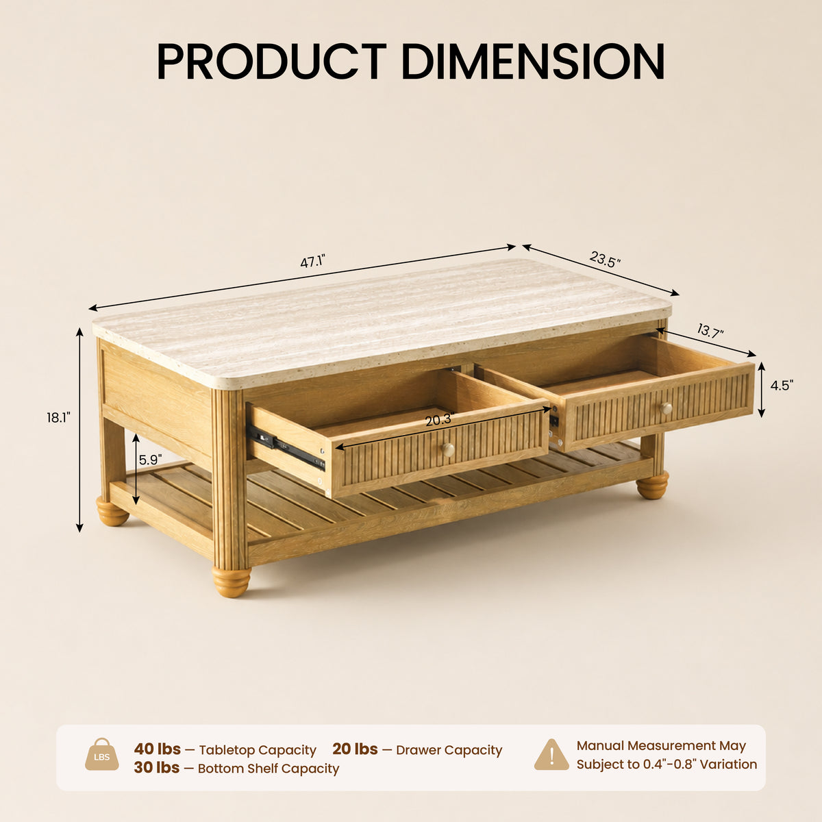 colamy verse 47 inch fluted storage coffee table dimensions