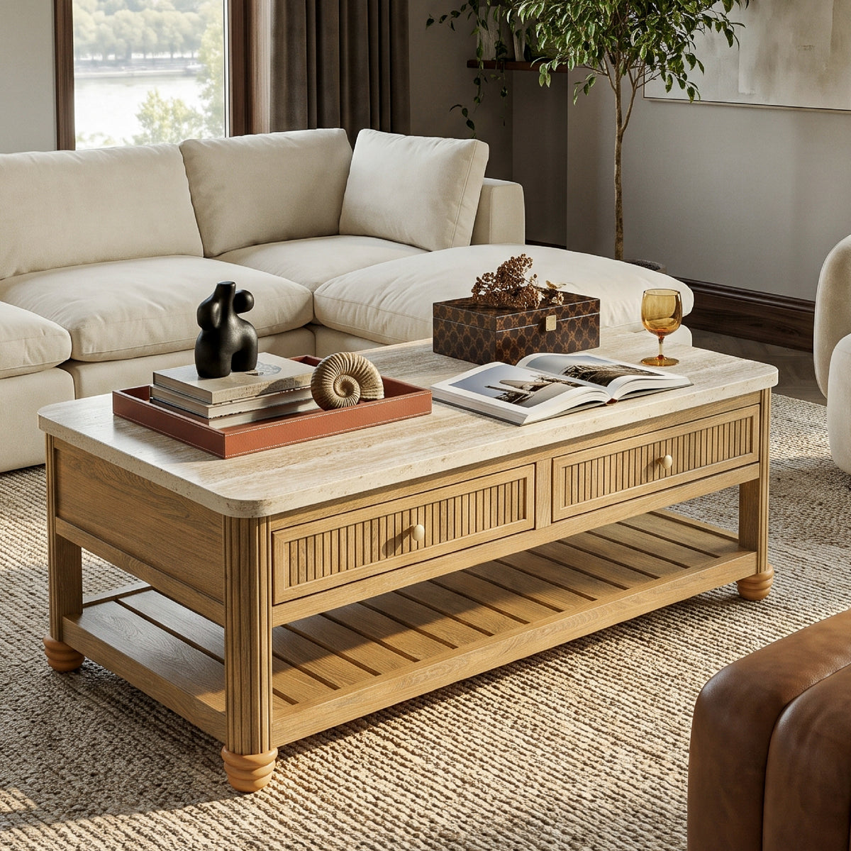 colamy verse 47 inch storage coffee table large living room lake view