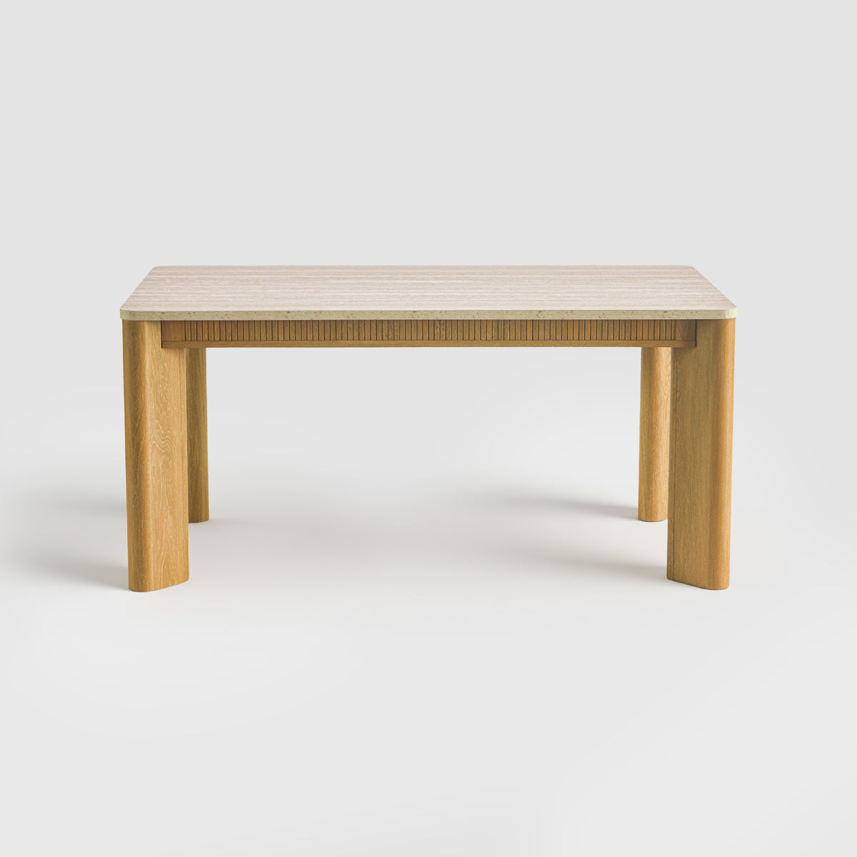 colamy verse 63 inch travertine dining table for 4 6 front view