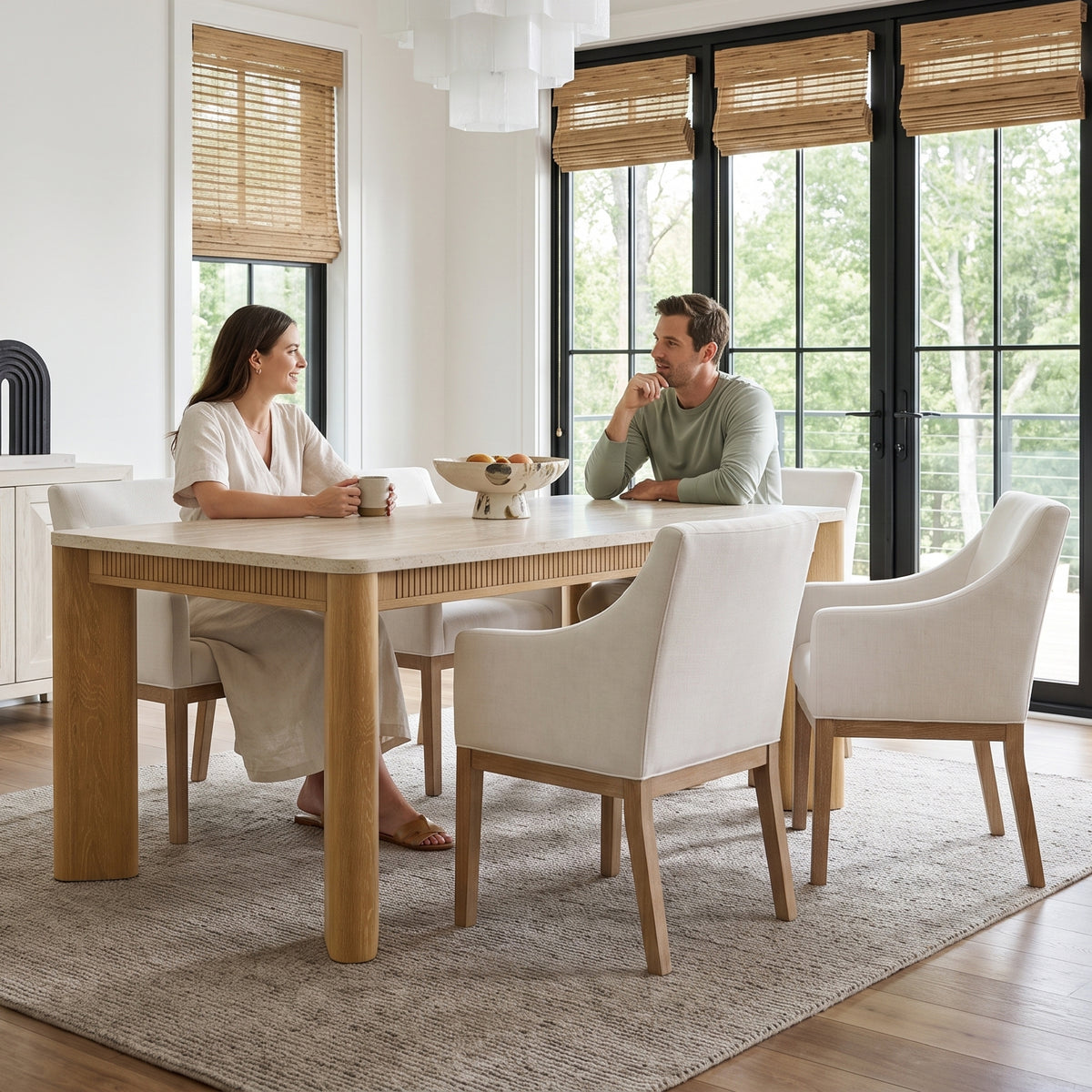 colamy verse dining table top color in warm day and bright light comparison