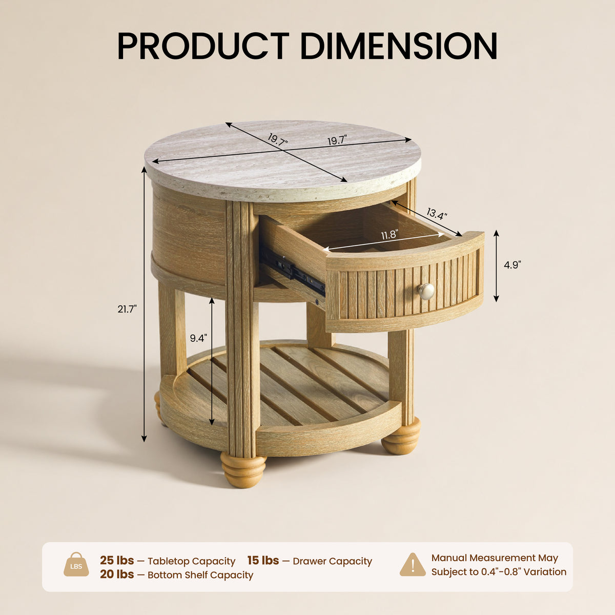 colamy verse small round side table size guide dimensions