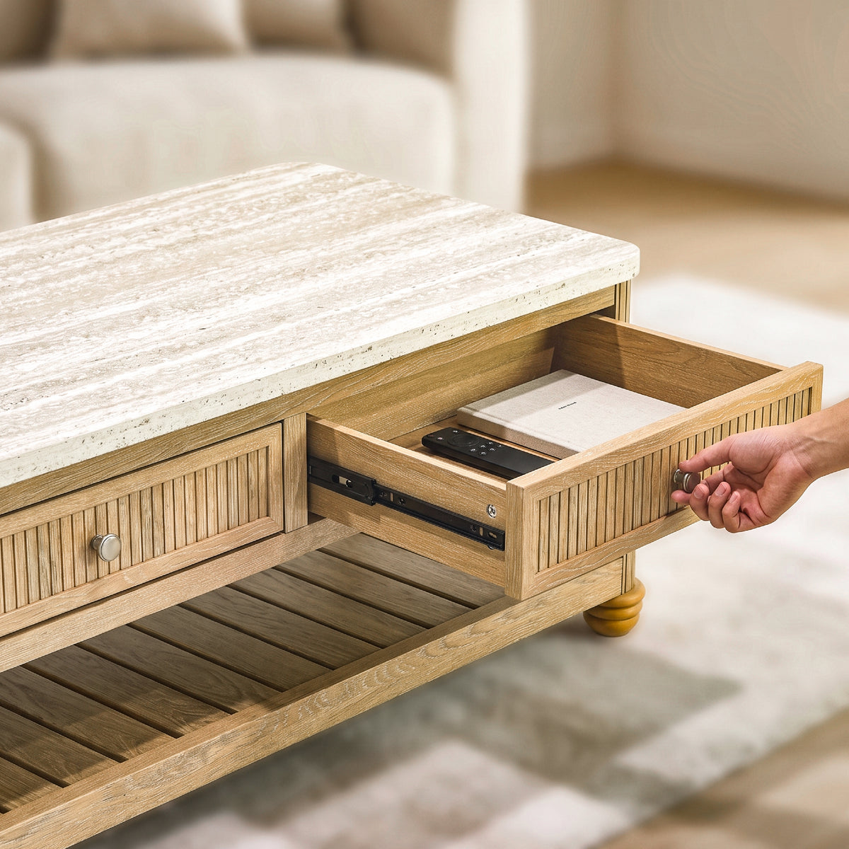 colamy verse storage coffee table drawer holds remotes and books