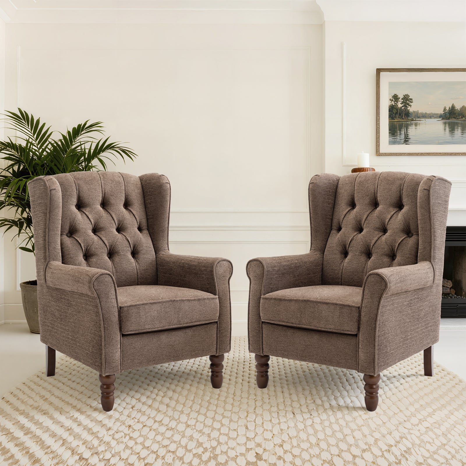 COLAMY Mid-Century Modern Wingback Accent Chair - Set of 1 or 2