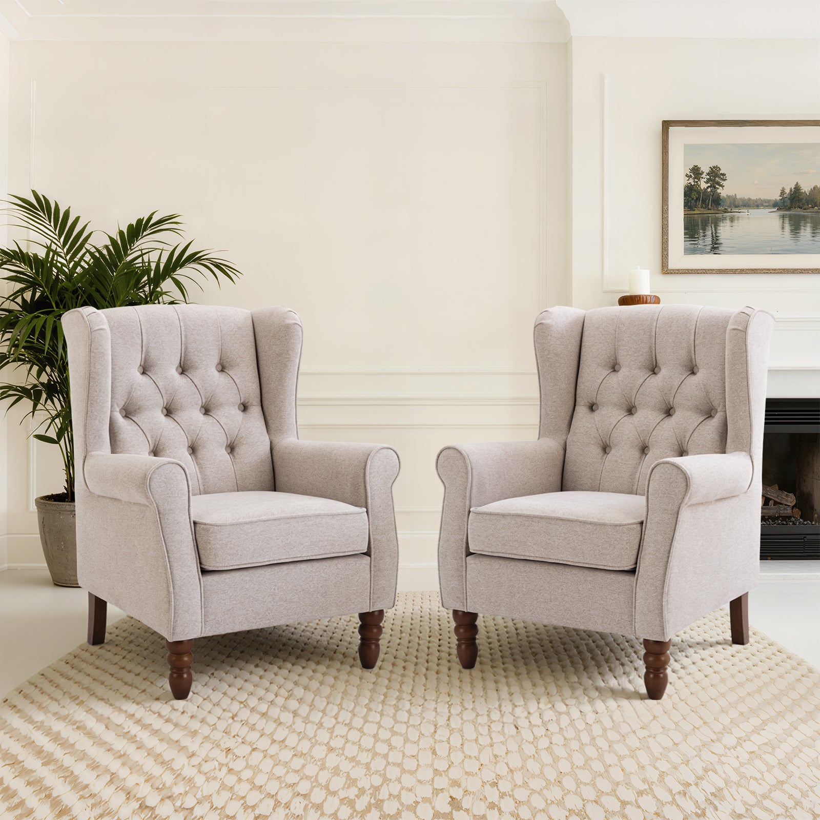COLAMY Mid-Century Modern Wingback Accent Chair - Set of 1 or 2