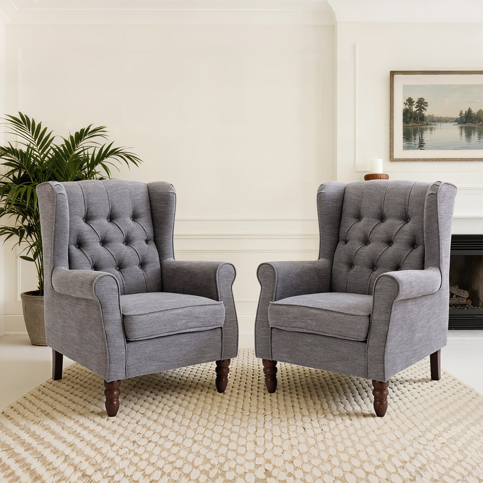 COLAMY Mid-Century Modern Wingback Accent Chair - Set of 1 or 2