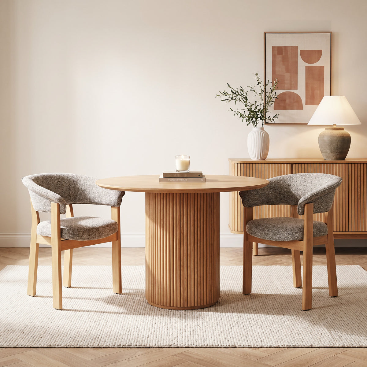 COLAMY HALO Luxe Fully Assembled Upholstered Oak Dining Chair